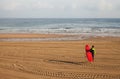 Surfer on the coast of San Sebastian or Donostia. Royalty Free Stock Photo