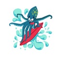 Surfer cool octopus