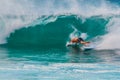 North Shore Oahu Hawaii 10 20 2015 Surfer dives off of board on the North Shore of Oahu Hawaii Royalty Free Stock Photo