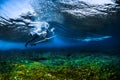 Surfer dives under the wave Royalty Free Stock Photo