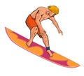 Surfer dude white bg Royalty Free Stock Photo