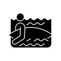 Surfer entering water black glyph icon Royalty Free Stock Photo