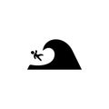 Surfer falls from the wave icon. Beach holidays simple icon. Travel element icon. Premium quality graphic design. Signs, outline s