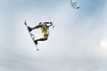 Surfer flying with his kite Royalty Free Stock Photo