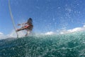 Surfer getting off a wave