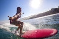 Surfer girl on Amazing Blue Wave Royalty Free Stock Photo