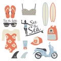 Surfer girl retro set.