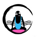 Surfer Girl Silhouette in Blue and Pink Royalty Free Stock Photo