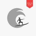 Surfer icon. Flat design gray color symbol. Modern UI web navigation, sign.