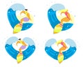 Surfer icon set, vector flat isolated illustration Royalty Free Stock Photo