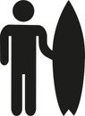 Surfer icon with surfboard