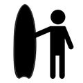Surfer icon on white background. Surfing sign. Man surfing symbol. flat style