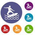 Surfer icons set