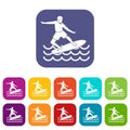 Surfer icons set