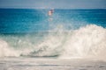 Surfer jumps on board on wave Royalty Free Stock Photo
