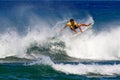 Surfer Kekoa Cazimero Surfing in Honolulu, Hawaii Royalty Free Stock Photo