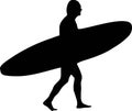 Surfer with longboard Royalty Free Stock Photo