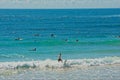 Dicky Beach, Queensland, Australia - September 9, 2018: Surfer waiting for the perfect wave. Royalty Free Stock Photo