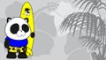 Surfer panda bear kid cartoon summer tropical background Royalty Free Stock Photo