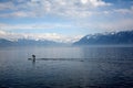 Surfer on peaceful lake Royalty Free Stock Photo