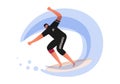 Surfer rides a Board on an ocean wave. Aquatics