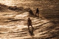 Surfer Rides a Large Blue Tropical Wave in Paradise