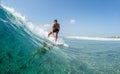 Surfer rides ocean wave Royalty Free Stock Photo