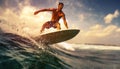 Surfer rides ocean wave