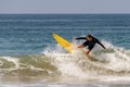 View of surfer in Malibu beach, California.