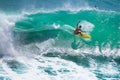 Surfer riding big wave in Bali Royalty Free Stock Photo