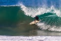 Surfer Riding Under Hollow Wave Lip Royalty Free Stock Photo