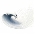 Surfer Riding Wave: Digital Art Illustration In Nick Veasey Style