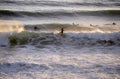 Water Sports, Surfer Riding Wave, Sundown Scene