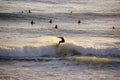 Surfer Riding Wave, Water Sports, Sunset Scenery