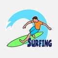 Surfer's drawing on the Hawaiian wave Royalty Free Stock Photo