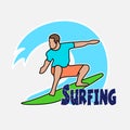 Surfer's drawing on the Hawaiian wave Royalty Free Stock Photo