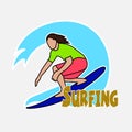 Surfer's drawing on the Hawaiian wave Royalty Free Stock Photo