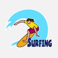 Surfer's drawing on the Hawaiian wave Royalty Free Stock Photo