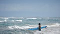 Surfer school. Surfer on the wave. beautiful ocean wave. Water sport activity. Atlantic Ocean, Dominican Republic.