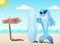 Surfer Shark with Sunglasses and Tattoo