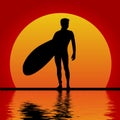 Surfer Silhouette Royalty Free Stock Photo