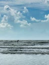 Surfer silhouette Atlantic ocean in Hilton head Island South Carolina