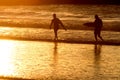 Surfer silhouette at the sunset