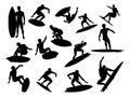 Surfer Silhouettes Detailed Royalty Free Stock Photo