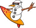 Surfer Snowman Vector