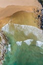 Surfer in Sonabia beach in Cantabrian sea - drone aerial 3