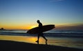 Surfer at Sunset, La Jolla shores Royalty Free Stock Photo