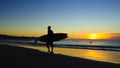 Surfer at Sunset, La Jolla shores Royalty Free Stock Photo