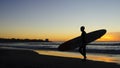 Surfer at Sunset, La Jolla shores Royalty Free Stock Photo