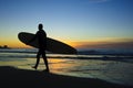 Surfer at Sunset, La Jolla shores Royalty Free Stock Photo